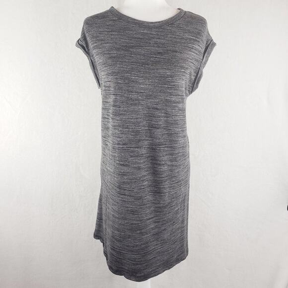 Cloth & Stone Shirt Dress Women M Melange Short Sleeve Soft Grey Heather Knit - Picture 2 of 8